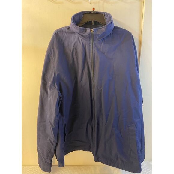 Eddie Bauer 3xl tall navy zipper jacket hood in collar - Picture 1 of 6